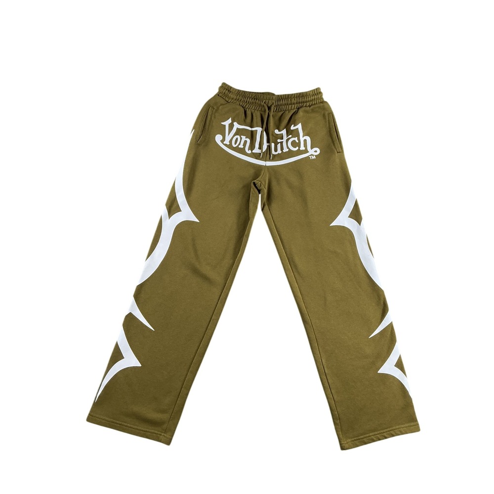 Von Dutch Olive Green Tribal Graphic Sweatpants Y2K Streetwear XS 7VND3A1412NV